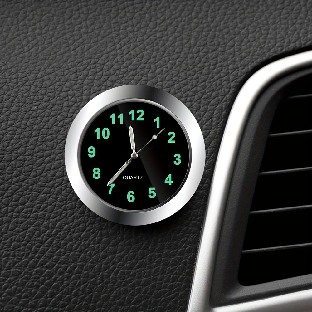 Universal round car clock, stick on electronic dashboard.