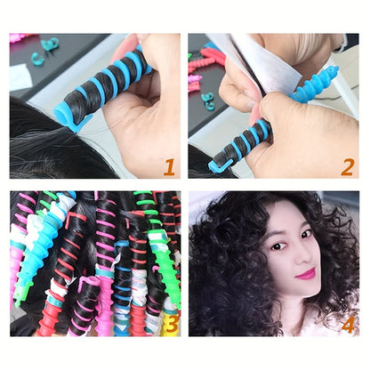 Hair Curler Set with 20 Spiral Hair Perm Rods for DIY Hairdressing Styling.