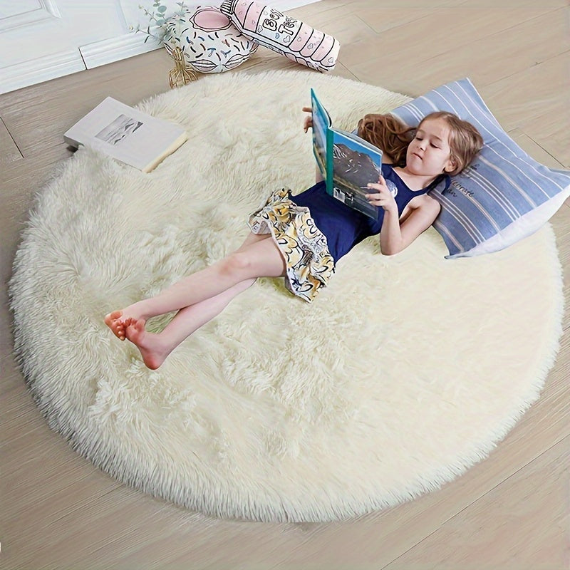 Round Large Ultra Soft Plush Rug - Non-slip and Waterproof Shaggy Throw Rug for Living Room, Bedroom, Nursery, Game Room, and Dormitory. Perfect Teenage Room Decoration - Room Decor (10.16cmX10.16cm)