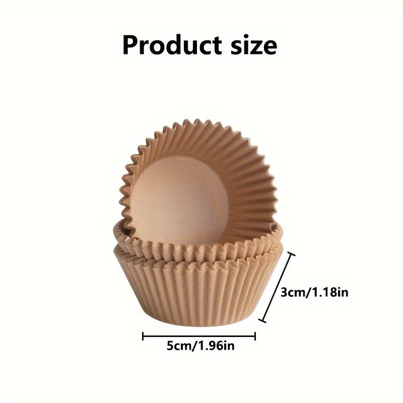 200pcs Natural Paper Baking Cups with 4.98 cm Bottom Size for Cupcakes and Desserts