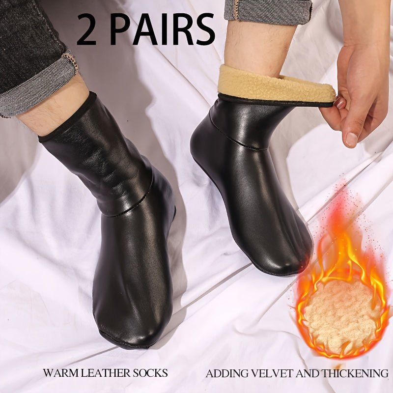 2 pairs of warm adult socks for autumn and winter, suitable for both men and women. They are thickened with velvet, have a non-slip bottom, and are perfect for indoor use at home or outings.