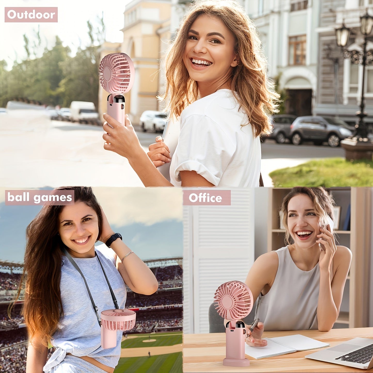 Portable Mini Fan with USB Rechargeable Feature, 5-Speed Settings, Touch Control, LED Display - Suitable for Indoor and Outdoor Travel, Home, and Office Purposes