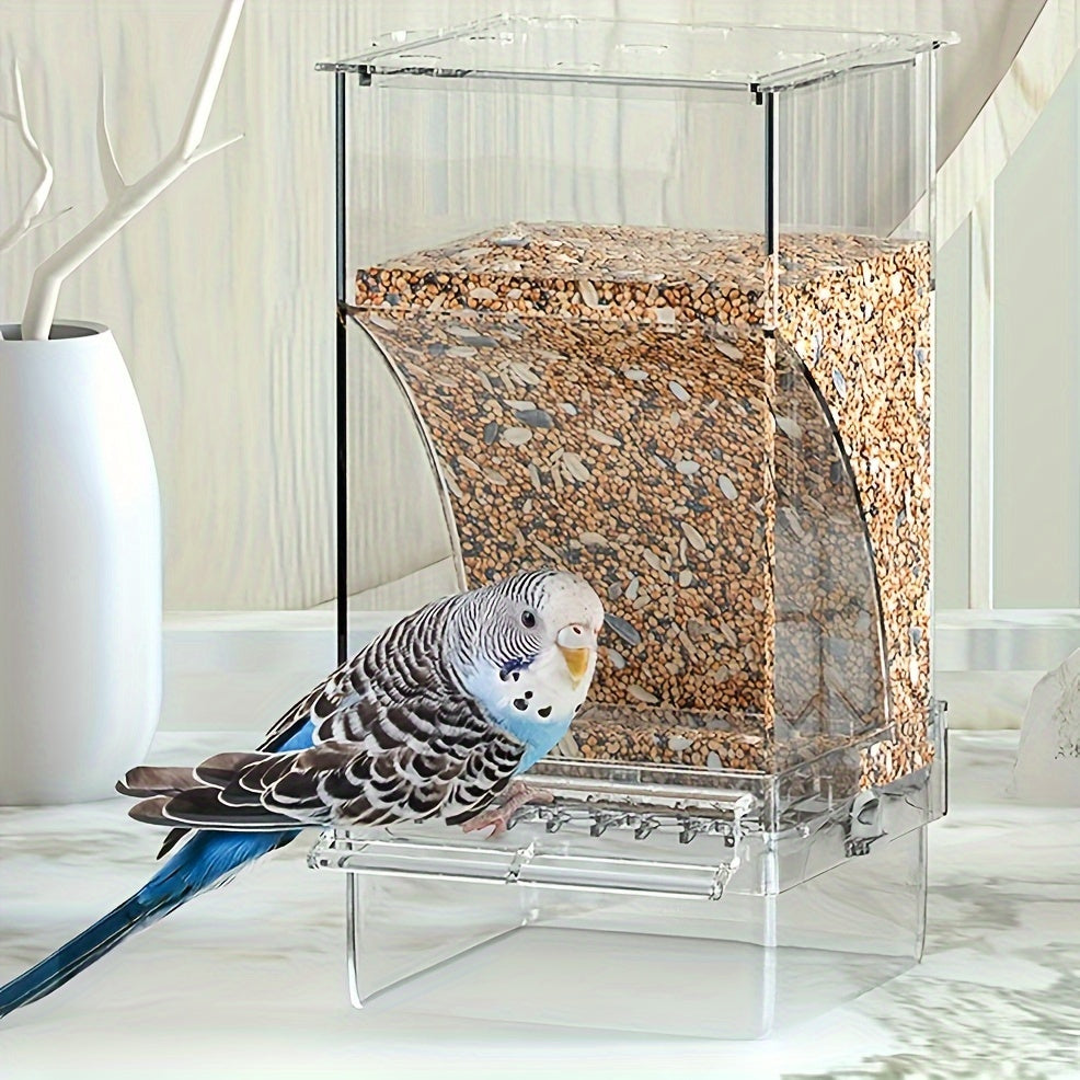 Automatic bird feeder and water dispenser set for small birds made of durable PP material. Transparent and easy to use accessories for parakeets, canaries, finches, lovebirds, and other