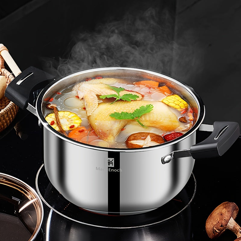 Stainless Steel Cookware Set - Includes 17.3cm Milk Pot and 21.59cm Soup Pot, Easy to Clean, Compatible with Gas Stove, Suitable for All Types of Stovetops