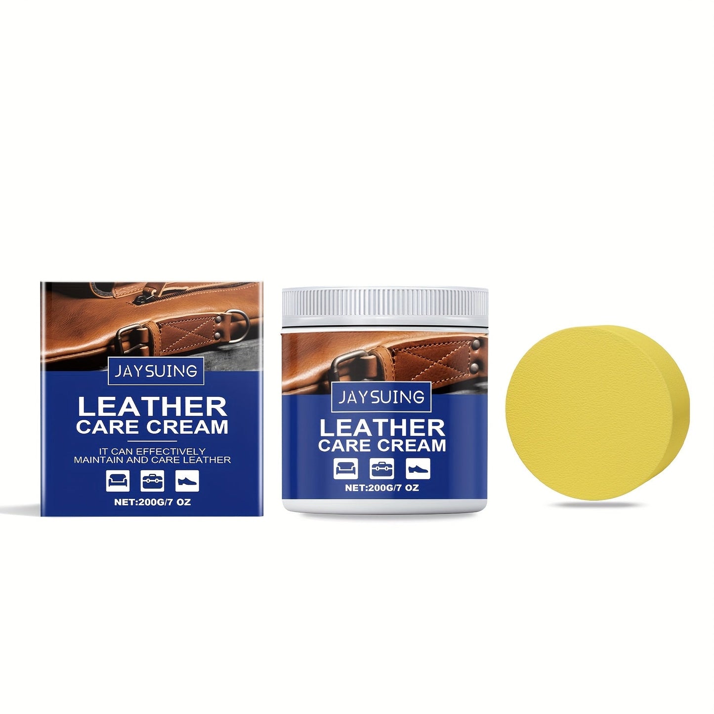 JAYSUNG Leather Care Cream - 200g/7oz - A Conditioning and Cleaning Balm for Sofas, Bags, and Artifacts made with Beeswax, Coconut Oil, and Natural Ingredients to Restore Shine and Waterproof Leather Surfaces.