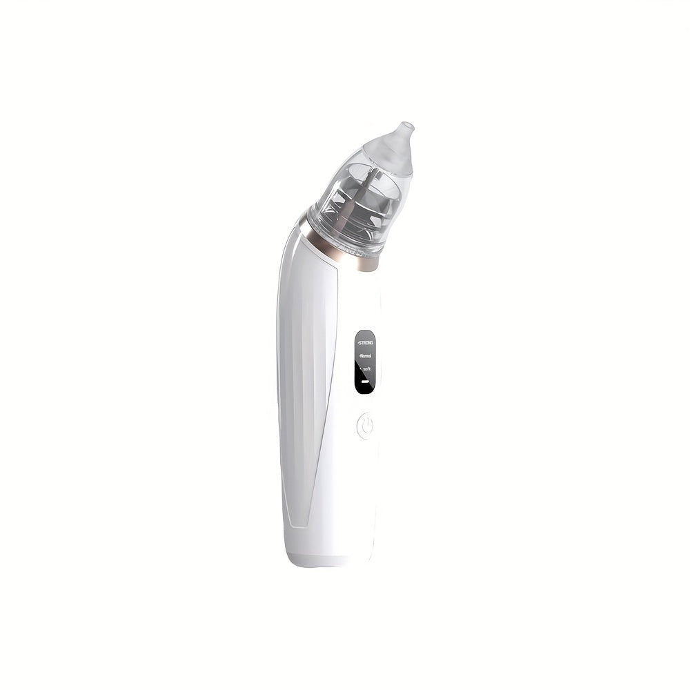 An Electric Nasal Aspirator with Portable Design, Three-Speed Adjustable, Silent Operation, Simulated Backflow Feature, and Includes 2 Types of Silicone Heads