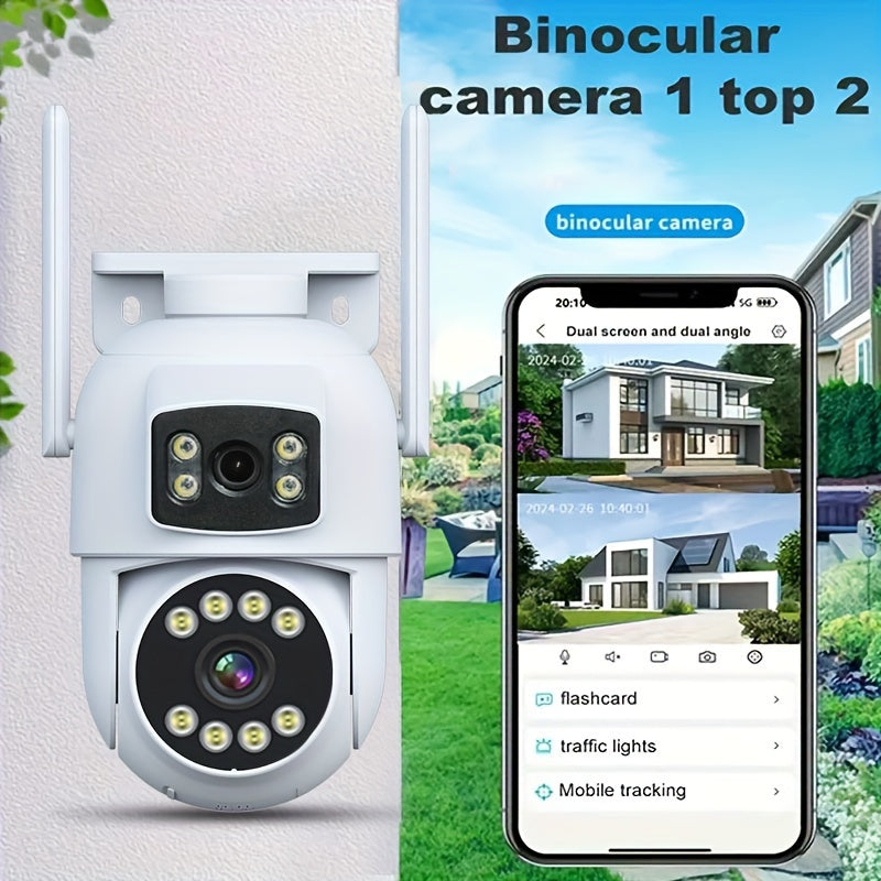 Cutting-edge Design, Advanced Dual-Camera Security System - Connects to WiFi, Features Two-Way Audio, Compatible with Smartphones & Tablets, No Batteries Required - Ideal for Monitoring Home, Office, School, or Shop (SD Card Sold Separately)