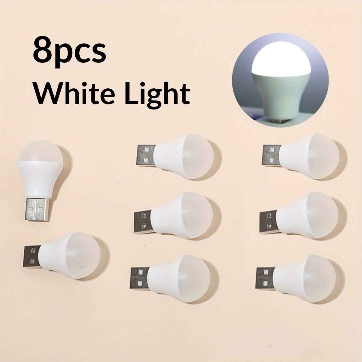 Mini USB power Night Light with Warm and White light for eye protection while reading, portable LED Night Lamp with auxiliary lighting. Available in 2/3/5/8/10pcs.