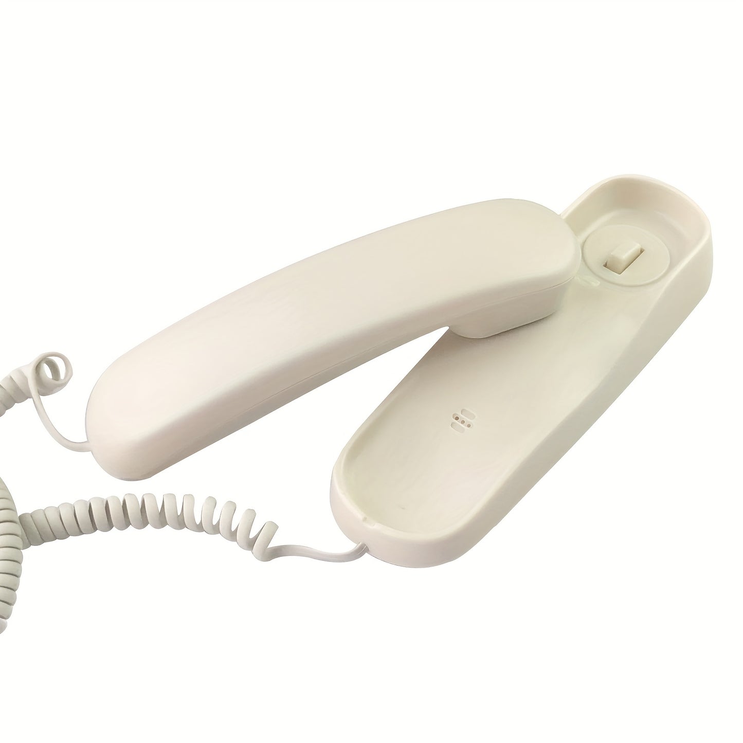 Black corded phone for seniors can be mounted on desk or wall.