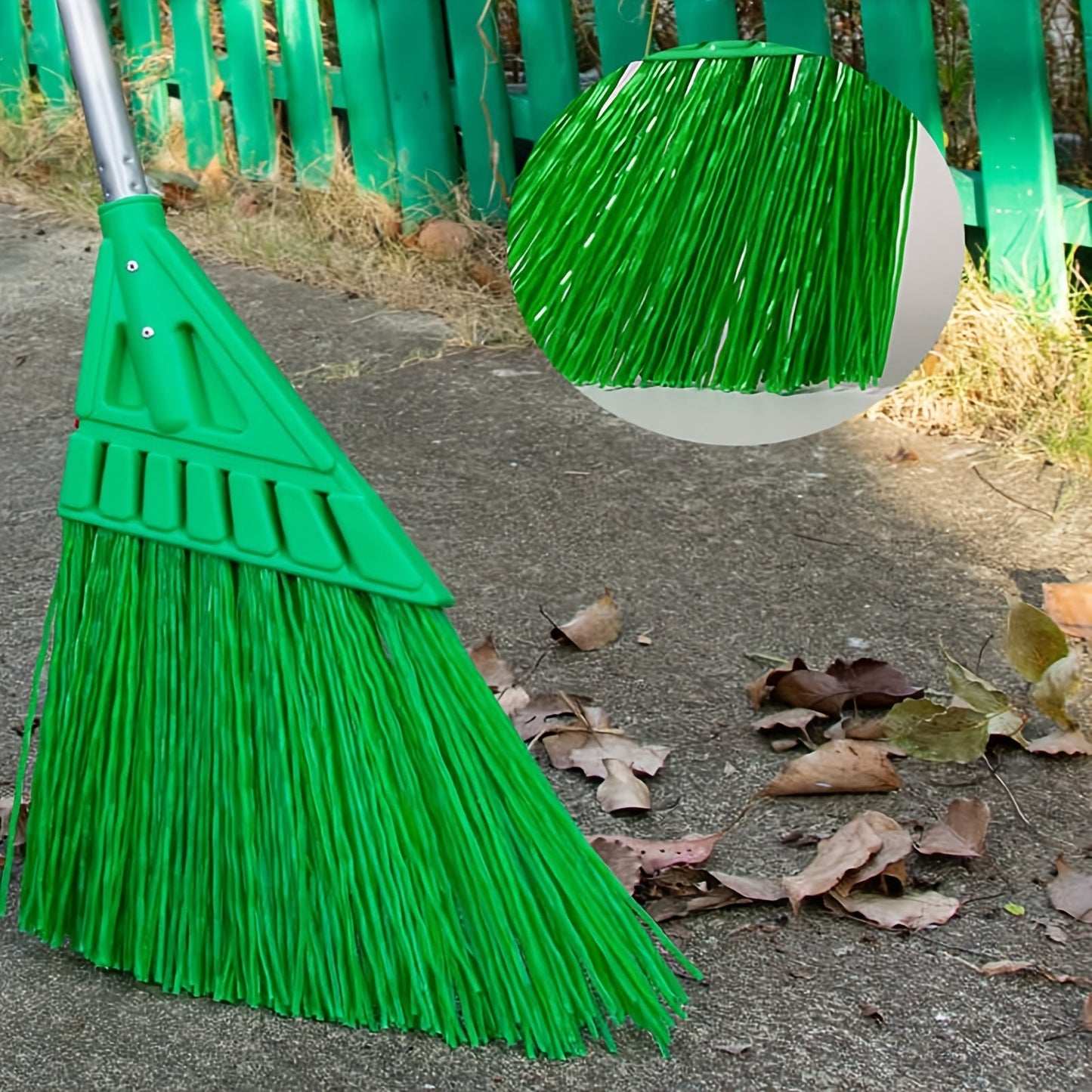 Long-handled outdoor commercial angle broom ideal for courtyards and hard floors.