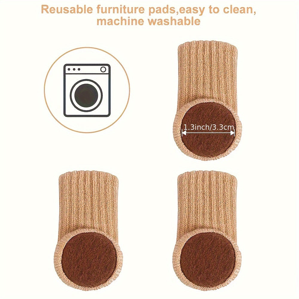 Set of 24 high elastic chair leg socks with anti-slip pads for floor protection.