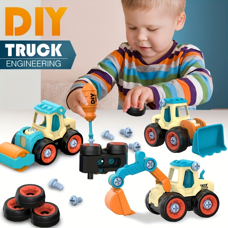 Build Your Own Truck Engineering Kit: Includes Detachable Excavator, Screwdriver, And Assembly Toys for Ages 3-6