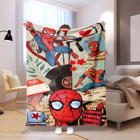 Cartoon Spider Plush Blanket - Perfect for All Seasons! 
This cozy 1pc blanket features a fun cartoon spider design and is made of high-quality polyester material. 
It is great for keeping you warm in bed, on the sofa, while traveling, camping, or even