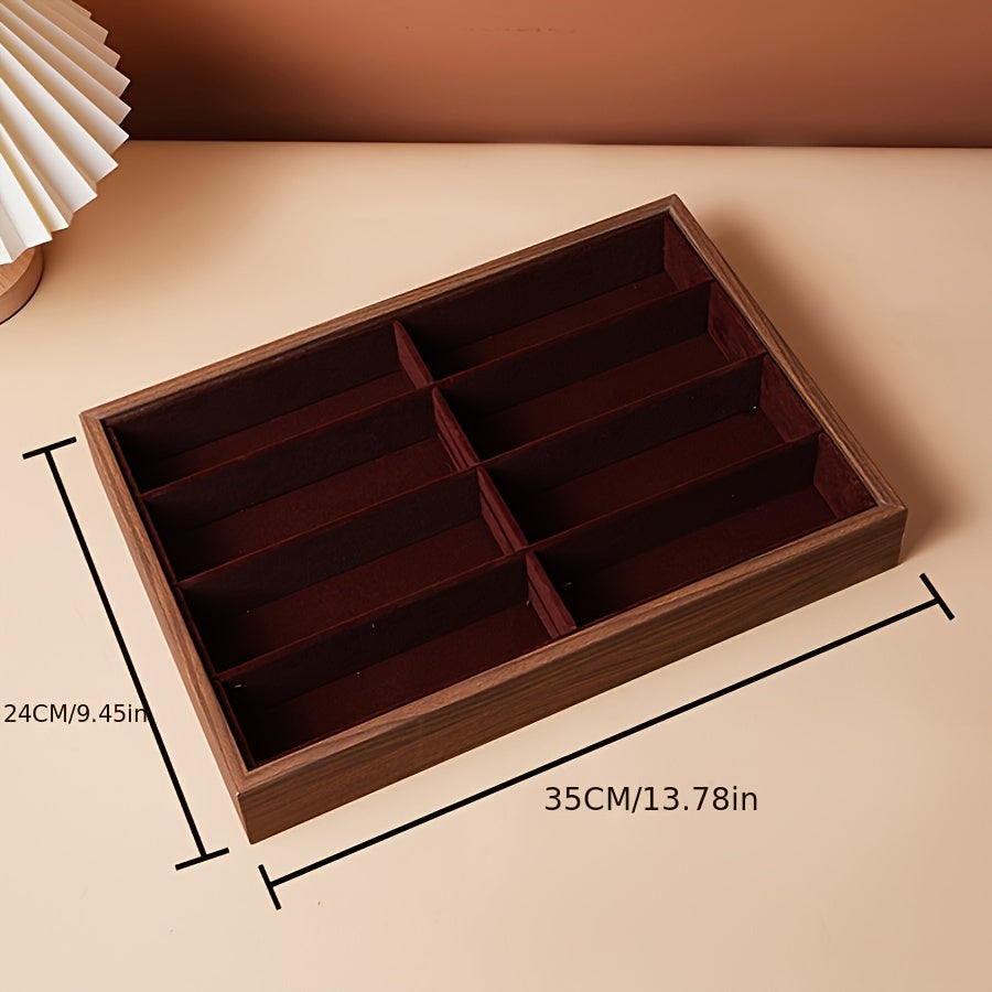 Organizer for Watches and Jewelry with 8 Slots, Wooden Grain Design, Storage Holder for Glasses, Display Case and Collection Box