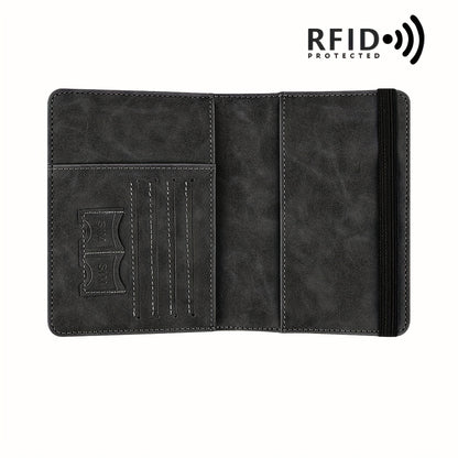 RFID Passport Holder, thin retro PU wallet for travel documents