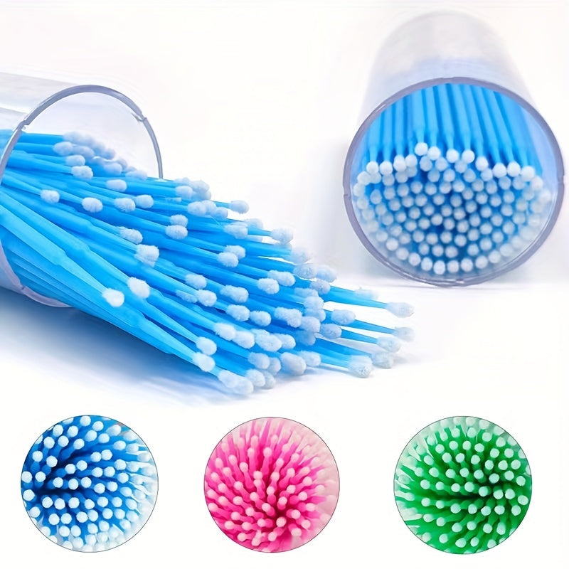 100 microbrush applicators in portable container for eyelashes, makeup, oral and dental use