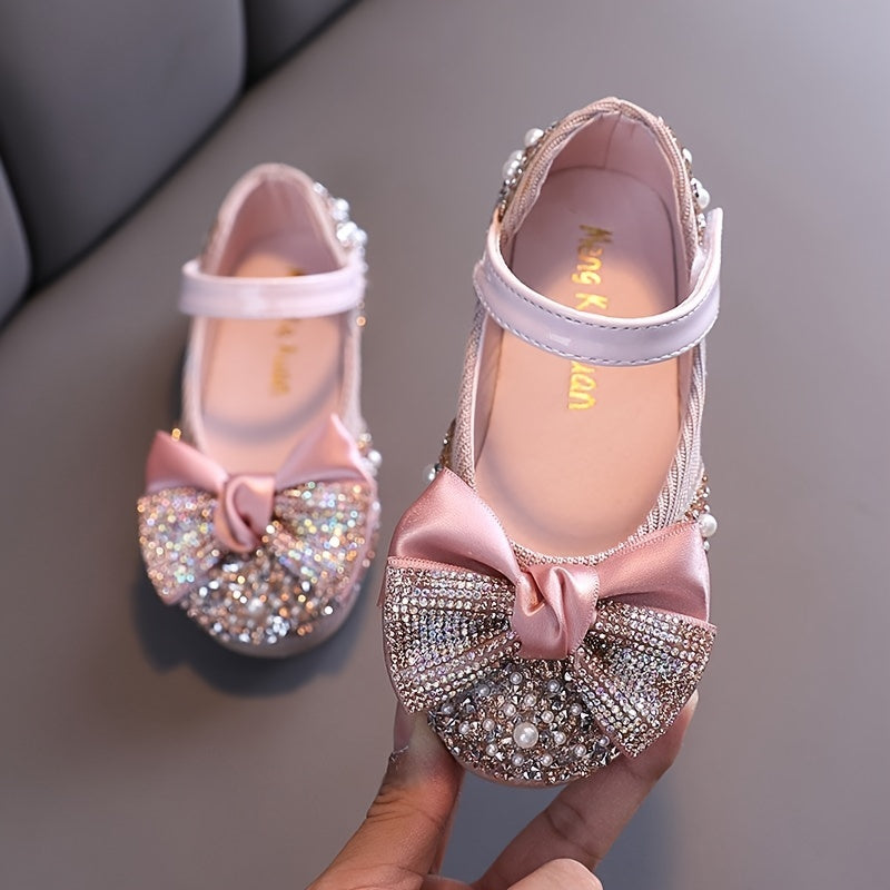 2024 Spring/Autumn Princess Soft Sole Baby Shoes with Crystal Detail.