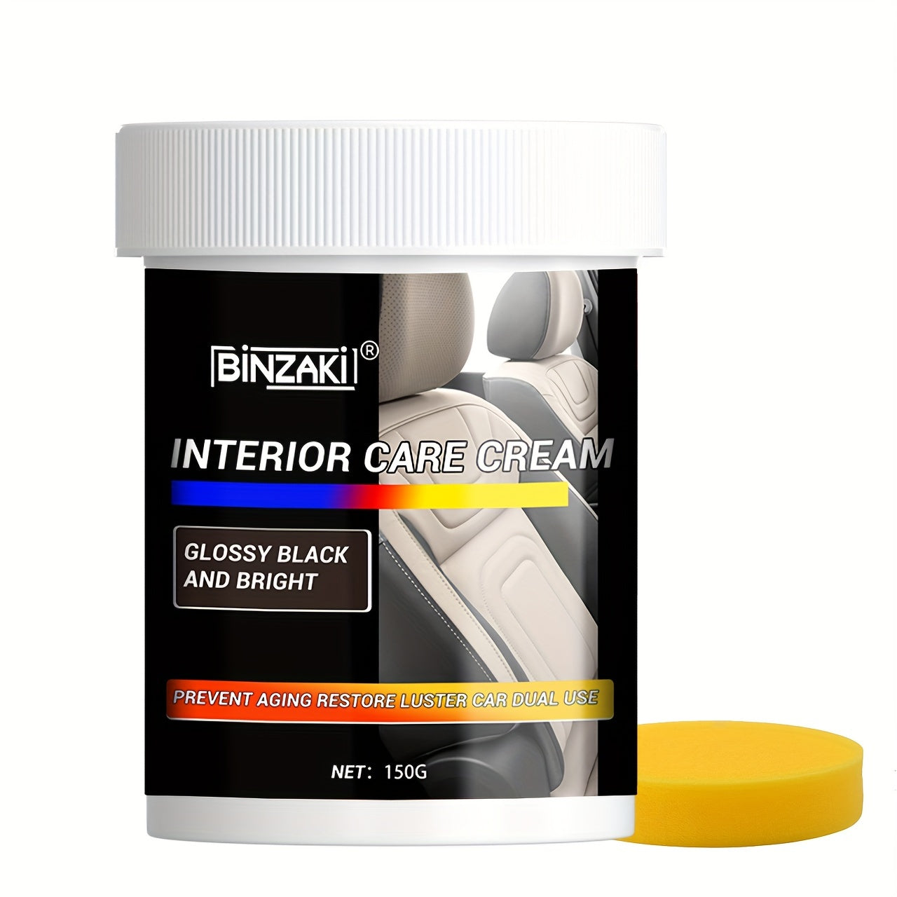 BINZI Interior Car Refurbishment Cream - 100ml: Revitalize your car interior with gloss black & red cleaner for plastic parts, dashboard wax, seat restoration, and tire shine. See dramatic