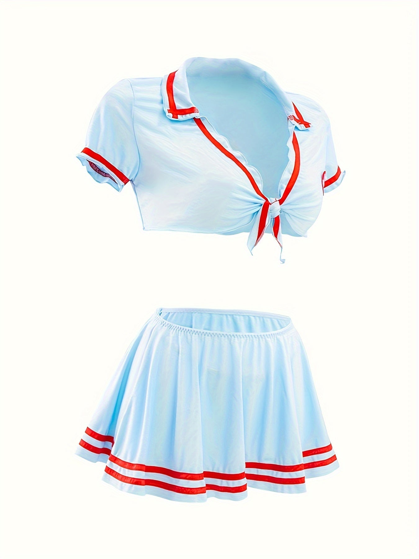 Women's sexy nurse costume with hat, top, underwear, and skirt.