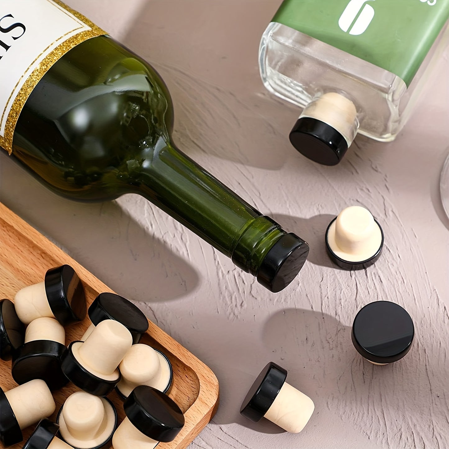 Wine cork bottle stoppers in T-shape design, 8 pieces, reusable for wine and beer bottles.