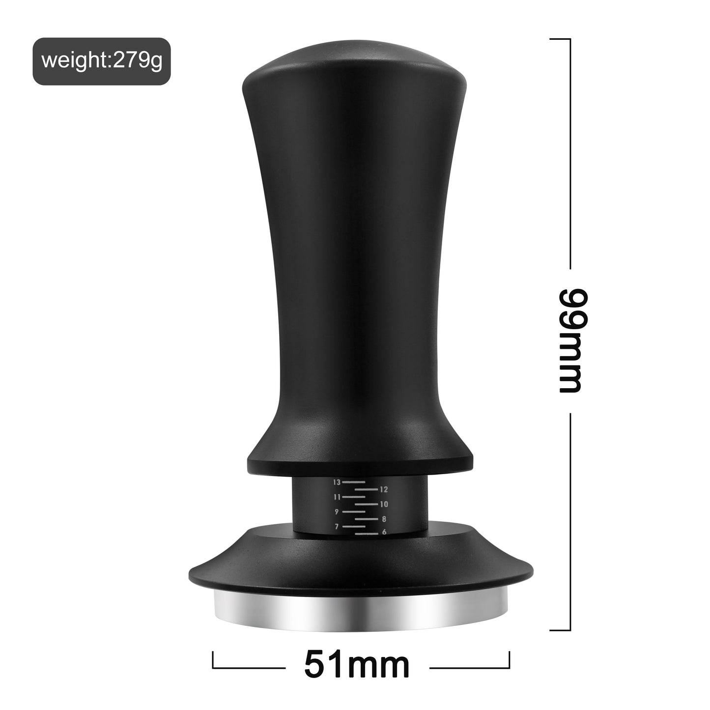 Espresso Tamper Set with Calibrated 51/53/58mm Sizes and Spring Loaded Handle, Stainless Steel Flat Base Coffee Tamper