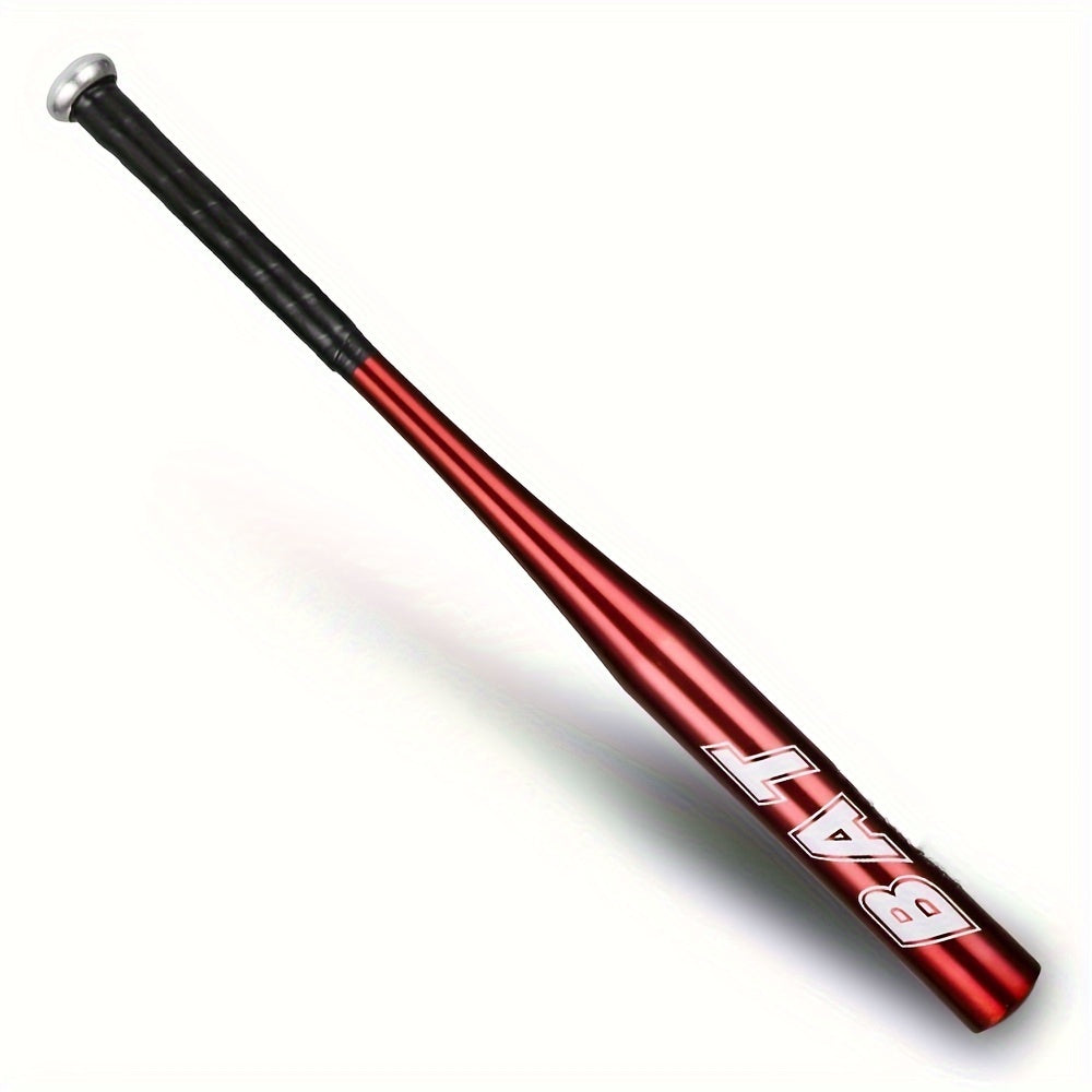 High-durability 50.8cm aluminum alloy baseball bat ideal for outdoor training and softball. Comes in silvery, blue, red, and black.