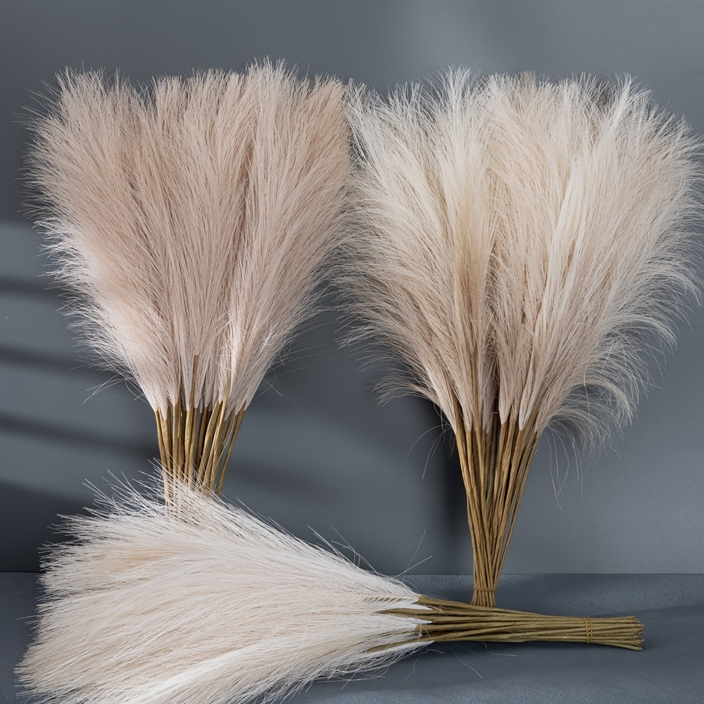 15pcs Elegant Faux Pampas Grass Bundle, 55.88cm - Cream & Light Brown, Ideal for Home Decor, Living Room Display in White Vases, Great for Christmas, Halloween, Easter, Thanksgiving, Mother's Day, Garden Decor. Best for Christmas, Thanksgiving.