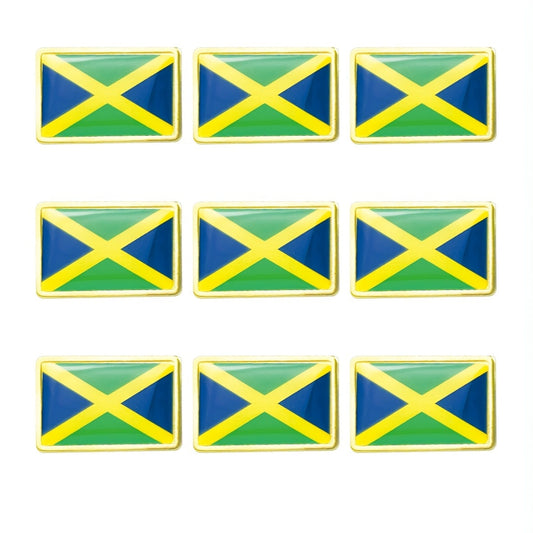 20-Pack of Jamaica Flag Brooch Pins in Enamel Alloy, Unique Fashion Statement for Lapels, Collars, and Backpacks