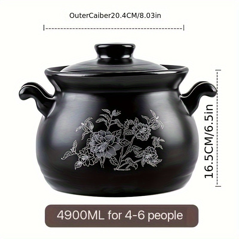 High-Temperature Resistant Ceramic Casserole with Large Capacity - Oval Soup Pot Ideal for Home Cooking & Restaurant Use, Guaranteed Non-Crack