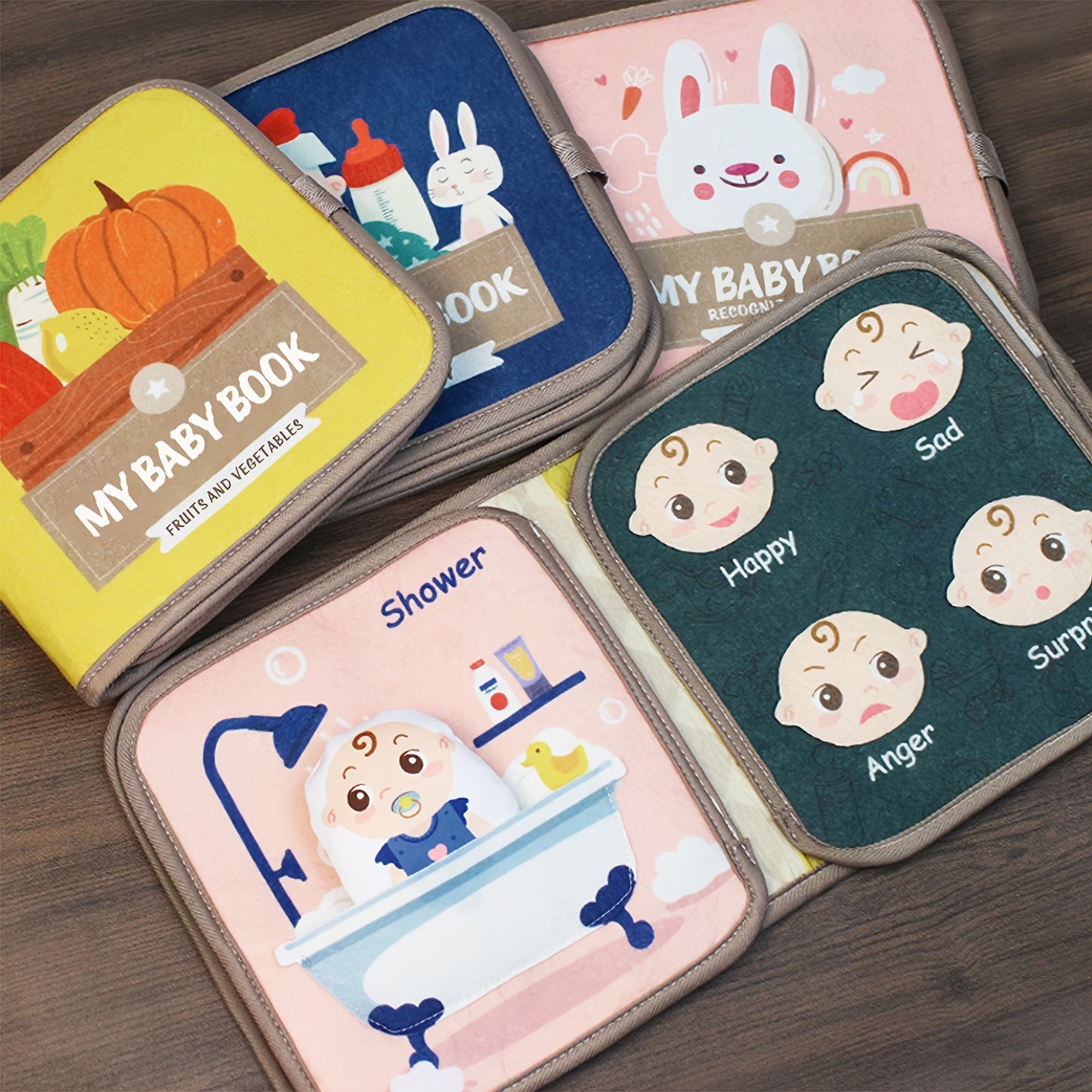 Soft cloth book toy durable and tear-resistant, ideal for educational purposes and quiet play for youngsters to learn animals, vegetables, fruits, numbers, and shapes.