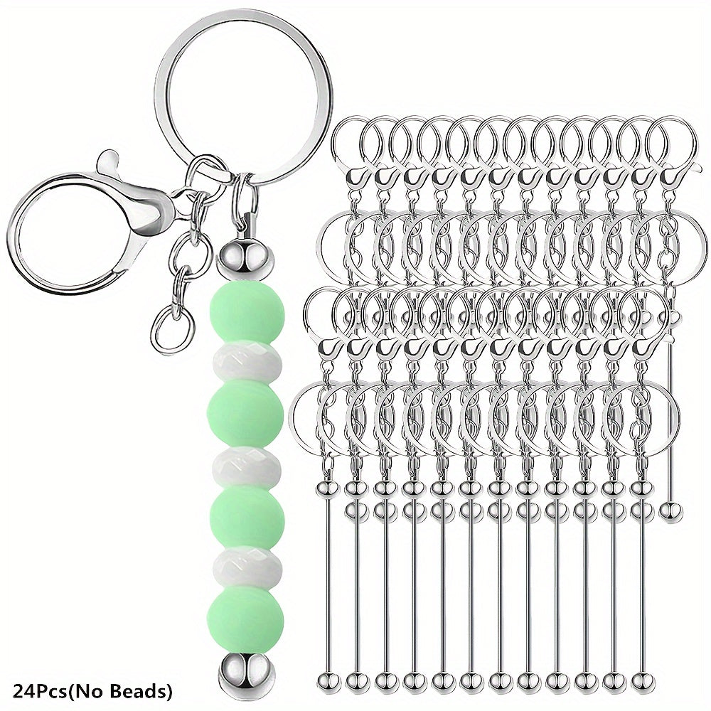 Top Pick: Set of 24 Metal Beadable Keychain Bars, Unfinished DIY Craft Charms for Making Jewelry Pendants and Keychains, Great for Christmas or Valentine's Day Gifts