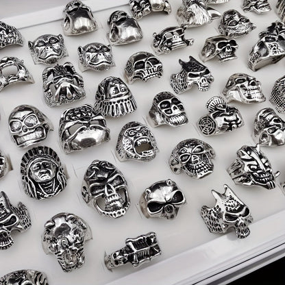 Set of 10, includes Skull Beast Head Claw Rings in a variety of styles and colors. Perfect for those who love skull jewelry.