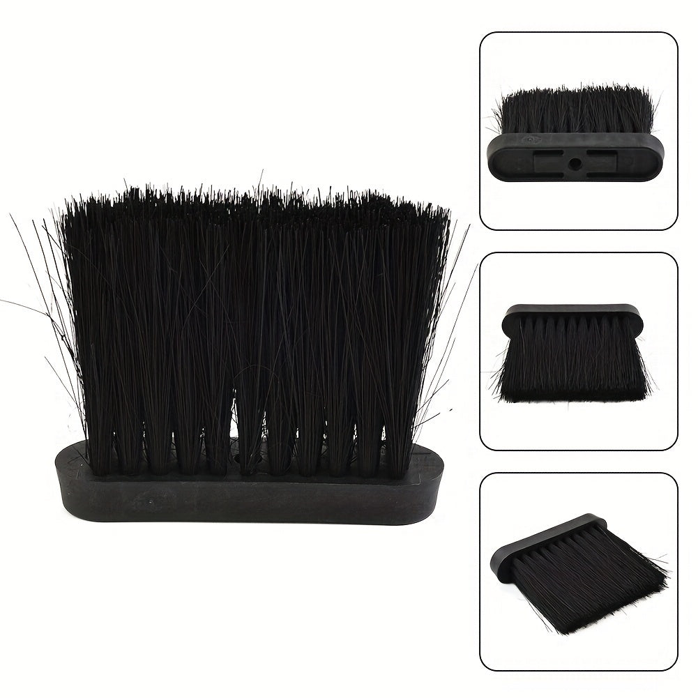 High-quality fireplace broom with a convenient plastic handle for easy gripping. This portable cleaning tool is constructed with multiple components and dense bristles for effective and efficient sweeping of your hearth.