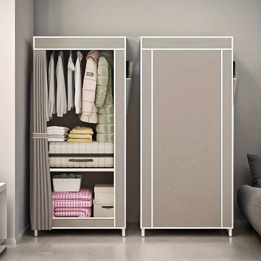 Durable Metal Freestanding Wardrobe made of Sturdy Stainless Steel - Spacious 3.2 Cubic Feet Storage Cabinet, Simple Assembly, Long-lasting Construction, Closet Organization, Portable Closet Option