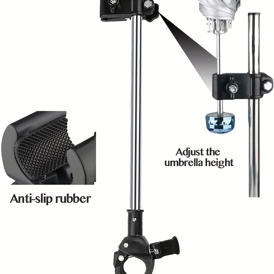 Get the 1pc Adjustable Umbrella Mount Holder - No tools required to easily attach it to wheelchairs, walkers, rollators, bikes, prams, strollers. Perfect for Christmas, Halloween, Thanksgiving, or Easter gift.