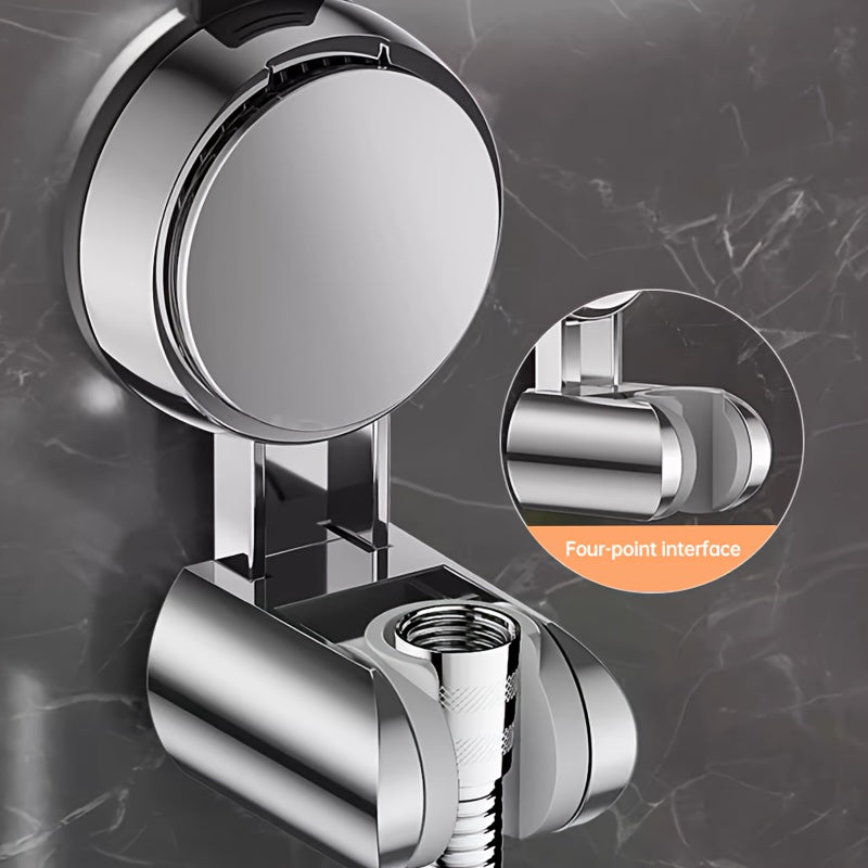 Musurjoy Adjustable Suction Cup Shower Head Holder - Easily removable, no drilling necessary. Great for home decor and gift-giving. Silver finish.