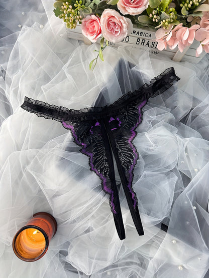 Sexy low waist panties with open crotch charm design