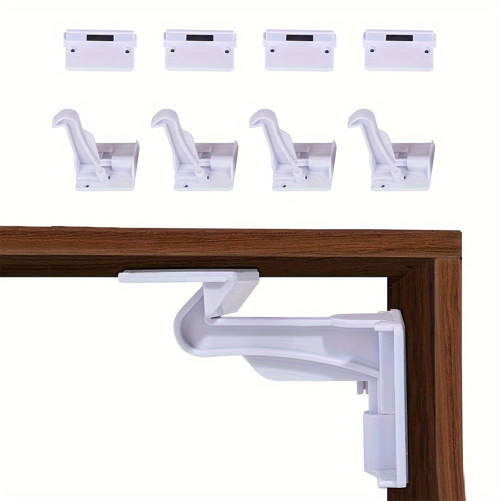 Set of 4 Cabinet Locks with Invisible Adhesive for Safety-proofing Drawers, Easy Installation without Drilling