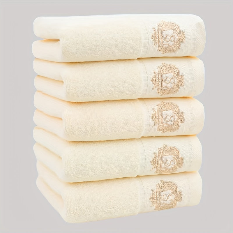 5 hand towels without Korean pattern, absorbent and quick-drying, super soft and skin-friendly, made of 93% cotton and 7% polyester, ideal for home bathroom use.