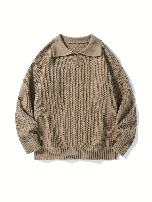 OBM Fashion Knit Sweater - Casual drop shoulder, solid color pullover for couples, ideal for fall/winter