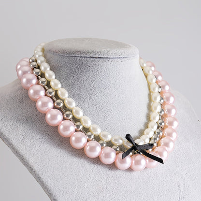 Set of 3 Elegant Faux Pearl and Butterfly Bead Necklaces for Women - Stylish Multi-Layer Design, Timeless Accessory for Dresses and Gowns, Perfect Surprise for Loved Ones, Ideal Necklace Gift