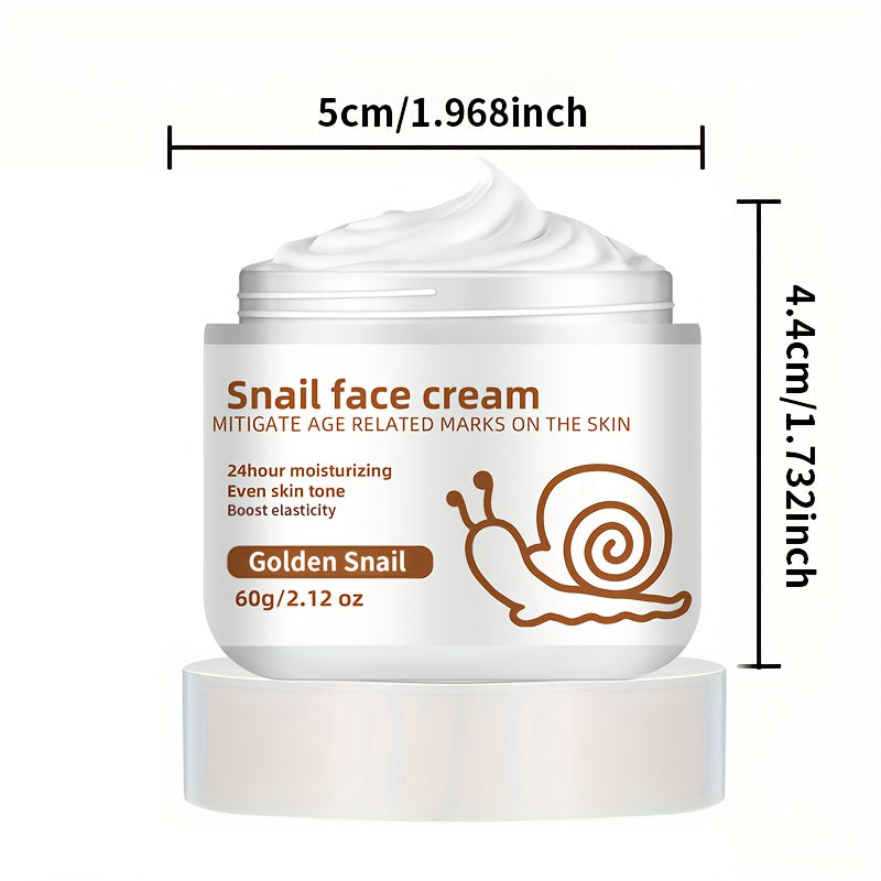 ZERELLE Snail Face Cream 60g - Hypoallergenic, Moisturizing cream for all skin types, with Hyaluronic Acid, Retinol, Vitamin C & E, Glycerin - Youthful skin care, Non-Sticky, 24-Hour