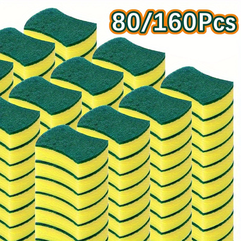 Pack of 80/160 Multi-Purpose Dish Sponges for Quick Drying, Kitchen Cleaning, Odor-Resistance, and Extra Durability. Polyurethane Scrubbers Perfect for Cleaning Kitchen, Walls, and Furniture, providing Spot-Free Results.