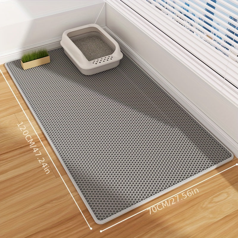 XL Double Layer Honeycomb Cat Litter Mat - Easy to clean, non-slip, controls dust, catches waste effectively.