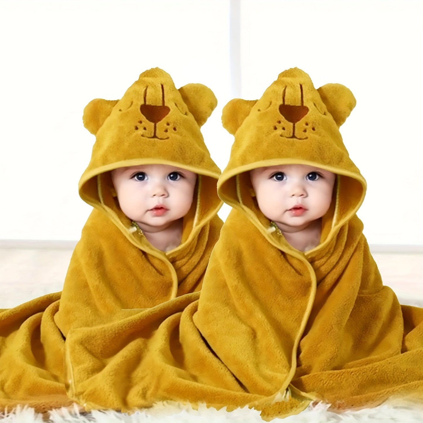 Get 2 Hooded Bath Towels featuring Cartoon Animal designs made from soft Polyester. These Swaddle Blankets are super absorbent and cozy, perfect for wrapping up after a fun day at the beach, pool, or bath time. Suitable for children ages 0-8 years old.