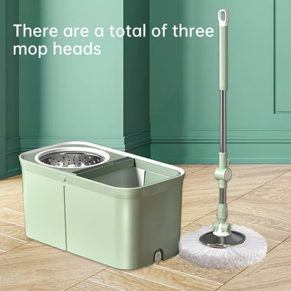 The Rotating Mop Bucket Set with Stainless Steel Rod, Three Mop Cloths, and Hands-Free Washing Design is perfect for households and ideal for use in the living room, kitchen, and bathroom. It is specially designed for those who prefer a more convenient