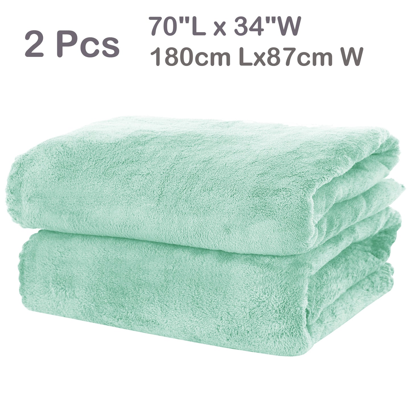 2-piece premium bath towel set made of fluffy polyester coral velvet, highly absorbent and versatile for use in the bathroom, fitness, sports, travel, and as gifts for men and women.