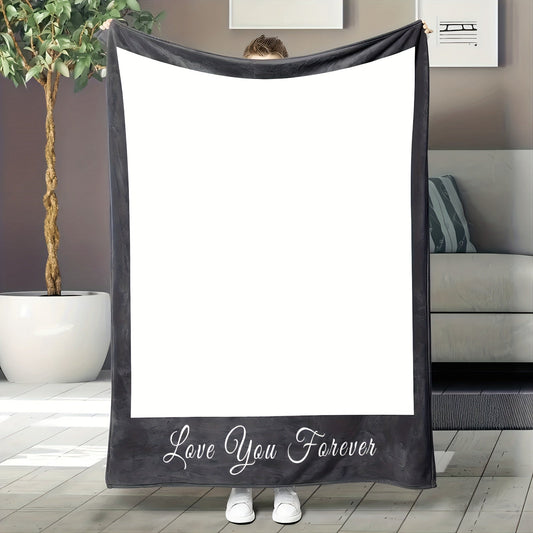 Personalize your own fleece blanket with your favorite photo. Show your love with "Love You Forever" printed on the blanket. Available in multiple sizes.