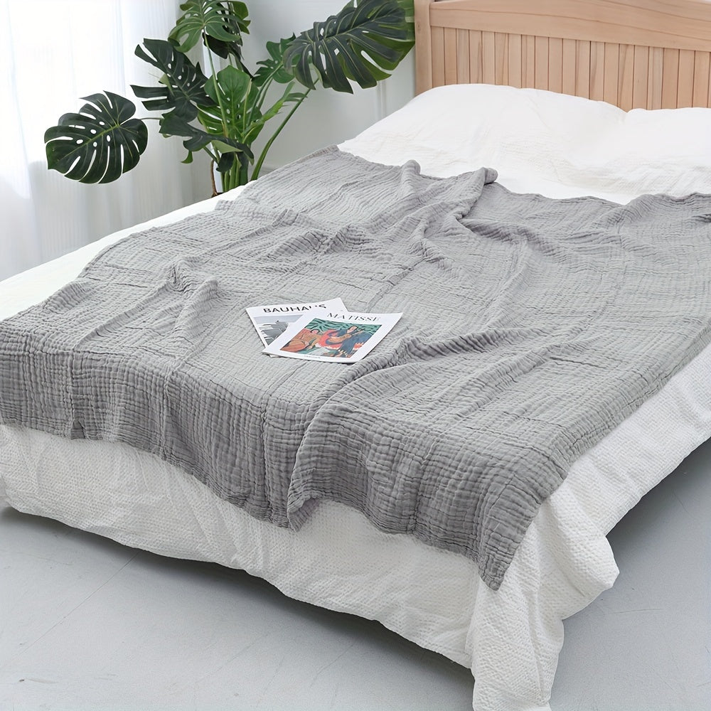 Six-layer Muslin Blanket - Perfect for Couch, Bed, Adults, and Baby. Lightweight and soft for all-season use. Measures 139.7x190.5cm. Ideal for a cozy and breathable experience.