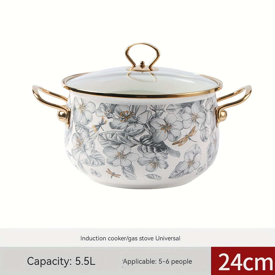 Premium Enamel Cooking Pot, ideal for Soup and Stew, with Easy-to-Clean Non-Stick Surface. Versatile for use in Home Kitchens and Restaurants, compatible with Gas and Electric Stoves. Perfect for Holiday Gatherings and as Gifts.